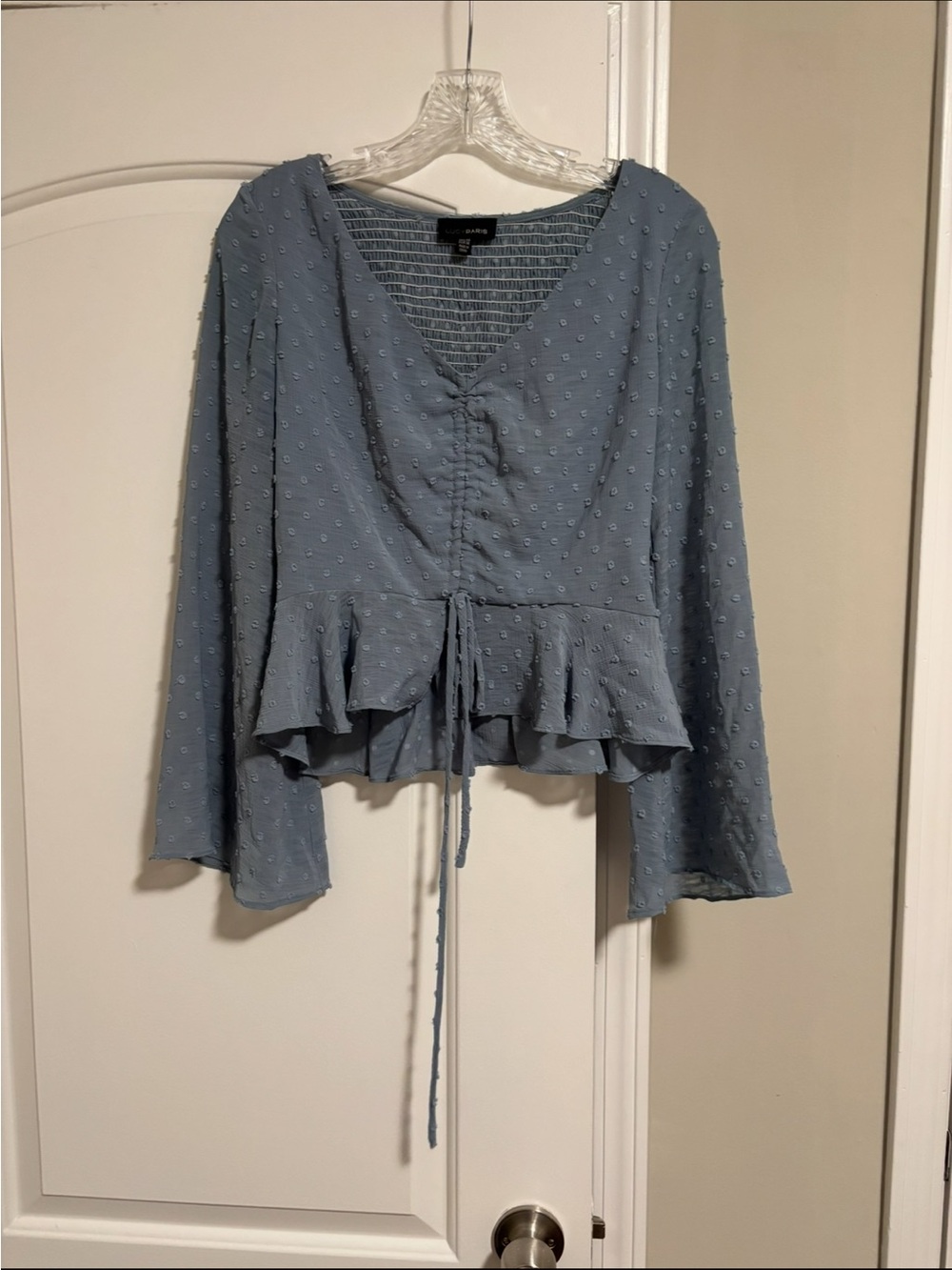 Lucy Paris, NWOT Light Blue Long Sleeve Blouse, Size XS